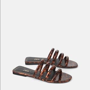 Zara Tortoiseshell tube strap slide sandals
